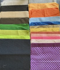 255 9” X 9”, 9”x10” And Some 10”x10” Cotton Polka Dot Fabric Squares
