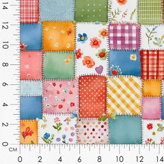 Patchwork Cupcake Fabric Panel Continuous Cotton Satin 6 Squares 9.8×9.8 Inch