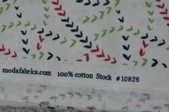 By 1/2 Yd, Red Green & Navy Print on Off-White, Moda, Christenson, V and Co.V403