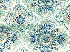 Berkshire Outdoor Medallion Cushion Upholstery Fabric in Teal Beige 1.25 lot