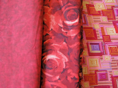 4.25 Yards Cotton Fabric Roses Maywood Studio, Metro Bemartex, Red Brick