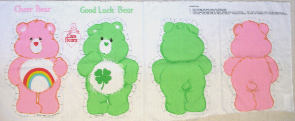 * Care Bears Fabric panel CHEER & GOOD LUCK cut sew 2 sd 14″ PILLOW DOLLS 18X45