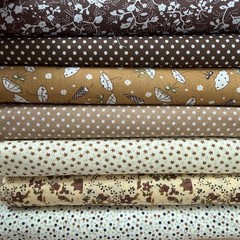 7-Piece Brown Floral Cotton Fabric – Perfect for Quilting & DIY Projects