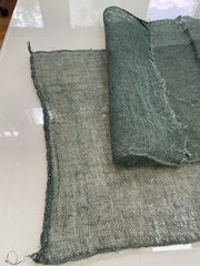 Antique Japanese BORO Indigo Kaya Mosquito Net Fabric Faded Asagi Blue Long
