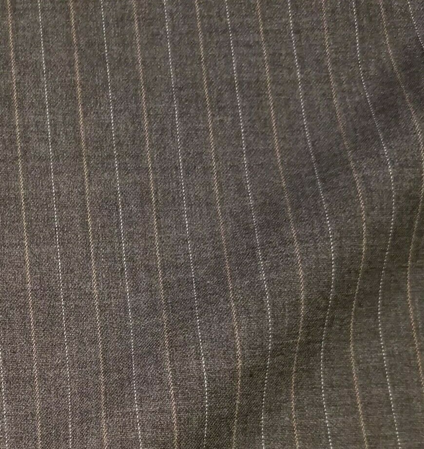 Gray Wool Suiting with White & Tan Pinstripes – Classic Favorite!