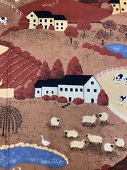 Farms Countryside Fabric Traditions 1992 Cotton Fabric 1/2 Yard (18” By 44”) New