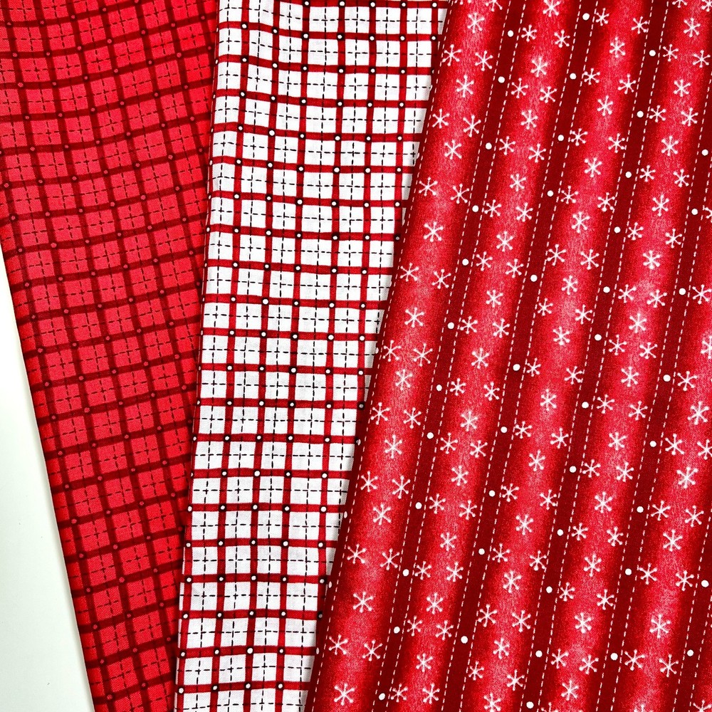 Connecting Threads Snowed Inn Collection REDS Fabric 3 PACK MaryJo Tuttle 2014