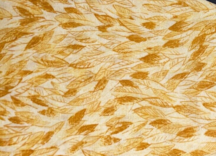 By 1/2 Yd Yellow Brown Leaves Tone on Tone Blender Cotton Quilt Fabric BTHY