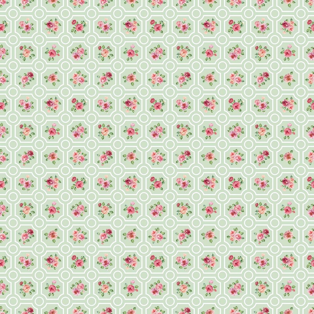 Northcott Blush Sateen by Michel Design Works SP25619 72 Green Floral GridCotton