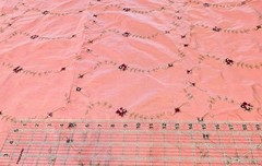 Dusty Pink – Rose & Leaves Embroidered Dupioni Silk Fabric Romantic Shabby Chic