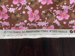 Tina Givens For Westminster Fibers #TG03 Hibiscus Pink And Brown Flowers 7 Yards