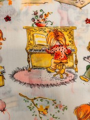 Darling 70s Girls With Cats Manes Holly Hobbie Inspired 45” Wide 7 Yards Fabric
