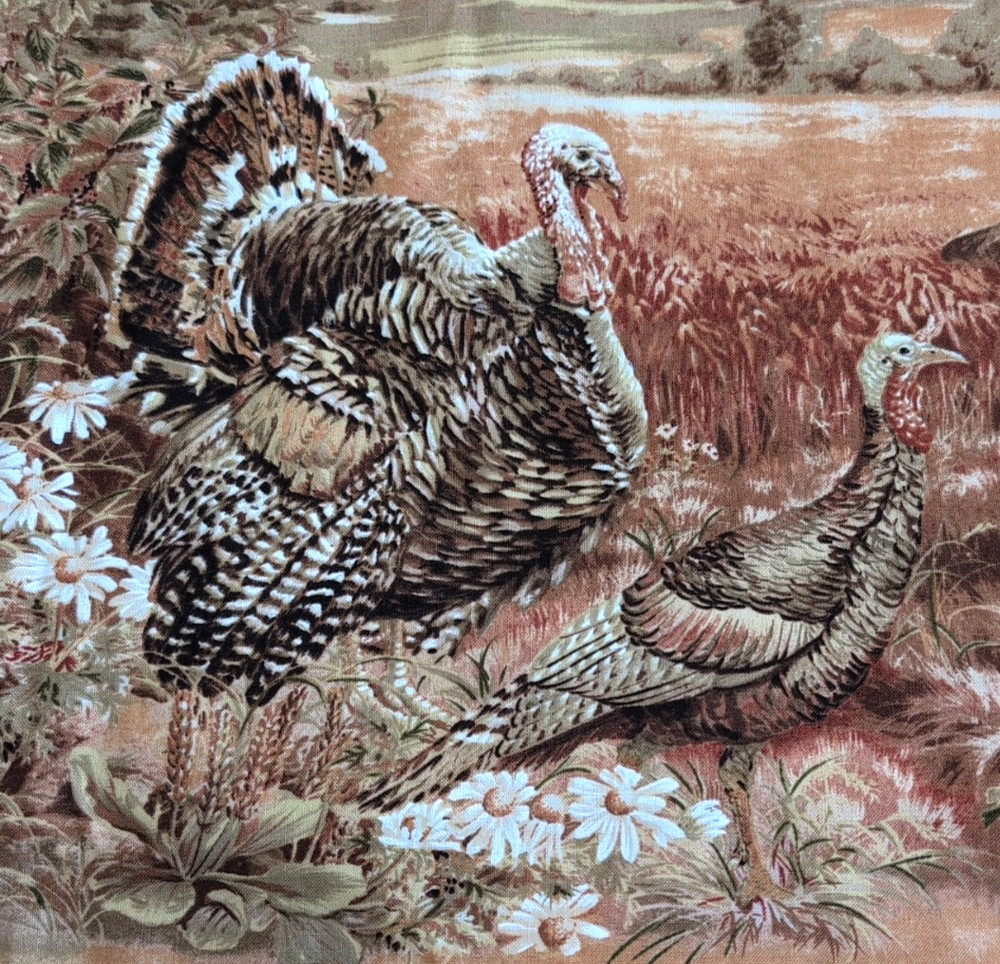 Hobby Lobby Cotton Fabric WILD TURKEYS in Fall 43″ Wide x 3 Yards