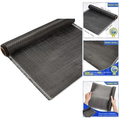 6.5ft x 12″ Carbon Fiber Fabric Roll 3k 220g 2×2 Twill Weave Cloth Reinforcement