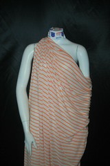 Linen Cotton Rayon Knit Jersey fabric 3/16″ Orange 1/2″ Natural Oatmeal Stripes