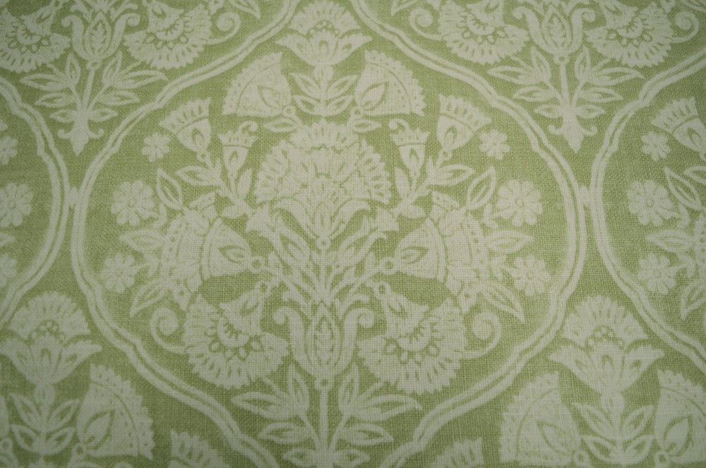 Bickleigh Pear Green Cream Printed Floral Damask Covington Fabric