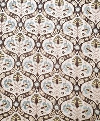 3 YARDS Luxury Upholstery Woven Jacquard Fabric Blue Tan Mediterranean Ogee