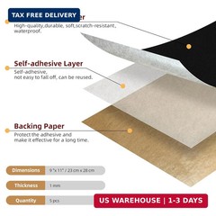 5PCS Self Adhesive Felt Sheet – Black Felt Sheets with Adhesive Backing for Draw