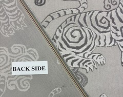 DE LEO TEXTILE AKBAR FROST GRAY VELVET TIGER DRAGON HIGH END FABRIC BY YARD 54″W