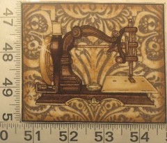 FOUR Vintage Sewing Machine Iron On Applique Fabric Blocks Classics #522
