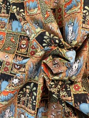 Fabric -RARE VTG Safari Jungle Animals Collage Northcott Studio Sold BTY x 43” W