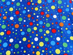 Bright colorful dots on rich blue cotton fabric – 1 yd