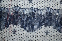 Lace Nylon Spandex Knit Fabric Multicolor Floral Print Horizontal print Navy