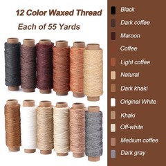 BUTUZE 660 Yards Leather Sewing Waxed Thread – 150D 55 Per 12Colors a