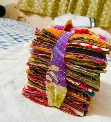 Kantha Fabric Snippets Scraps / Junk Journal / kantha scraps bundle Fat Quarter