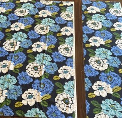 Vtg Cotton Floral Fabric A)W:57”xL2Yd B)W24”x2.1Yd Blue/White Dogwoods Magnolias