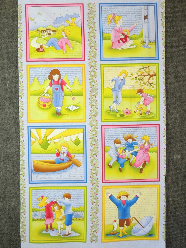 Favorite Childhood Nursery Rhymes Blocks 23″ Quilting & Sewing Panel #598b