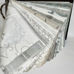 Big FABRIC SAMPLE BOOK Metallic Nuances SILVER STREAM ✳Sparkle✳ 53pcs LOT Fancy