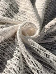 Mesh Cotton Soft Organic Fabric, White Check Pattern See- Through By 2 Meters