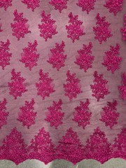 Brianna FUCHSIA Polyester Floral Embroidery with Sequins on Mesh Lace Fabric by