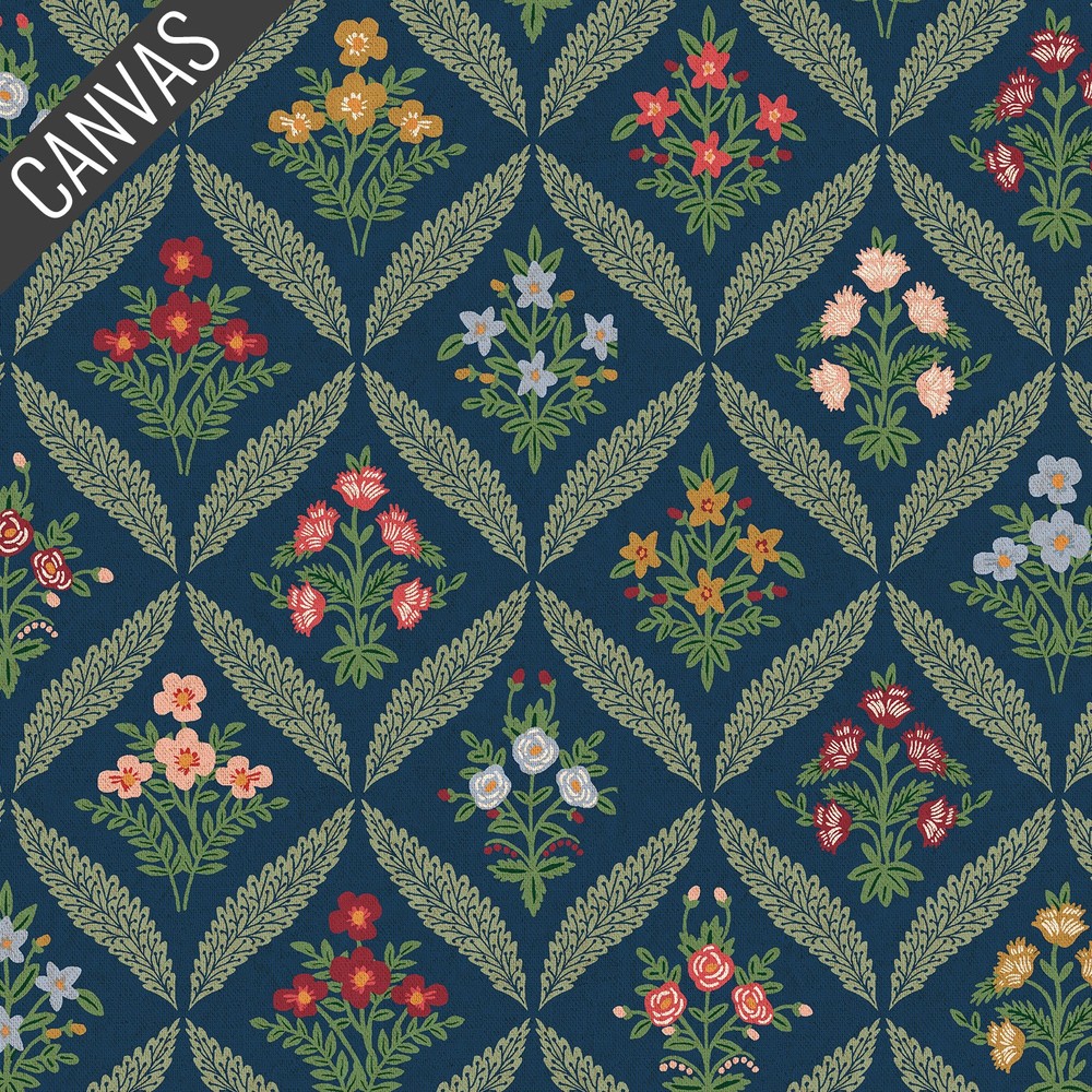 Estee Garden Canvas in Navy Multi | Dahlia | Cotton+Steel