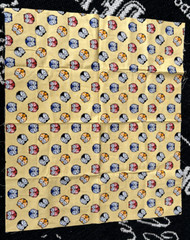 Vtg 28WX12L Yellow Orange Red Blue Gray Black OWL PRINT Cotton FABRIC Quilt
