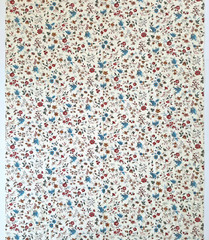 Flowers Vines Red Teal On Cream Chintz Joan Kessler Concord Cotton Fabric 2.5 YD