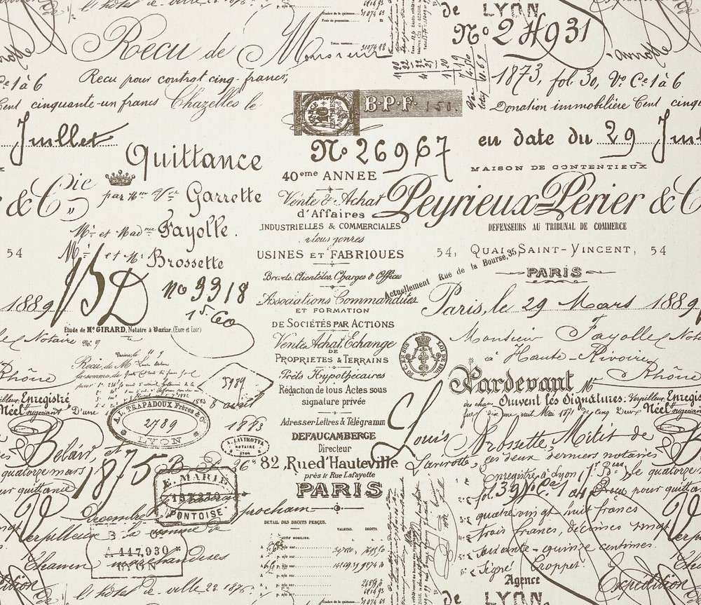 LACEFIELD DESIGNS DOCUMENT SEPIA BROWN PARIS POSTAGE SCRIPT FABRIC BY YARD 55″W