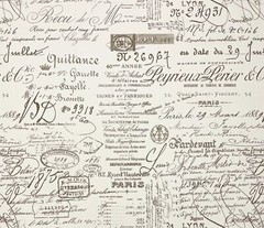 LACEFIELD DESIGNS DOCUMENT SEPIA BROWN PARIS POSTAGE SCRIPT FABRIC BY YARD 55″W