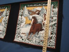 Wild Horses Fabric 2 PANEL Blocks 100% Cotton for Pillows Crafts 38″ x 17″