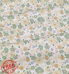 Hasoar Cotton Fabric Green S Flowers Cut by Yard Quilting Sewing Crafts