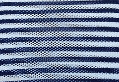 Navy White Stripe Cotton Spandex Fishnet Fabric Knit By the Yard