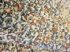 VTG 60s Ditzy Gray Blue Coral Cream Packed Floral Lt Cotton Fabric 1/2Yd 40″ W