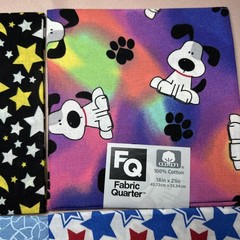 Lot of 6 Fat Quarters Cotton Unique Bulk Dog Cat Moon Stars Butterfly Crackly