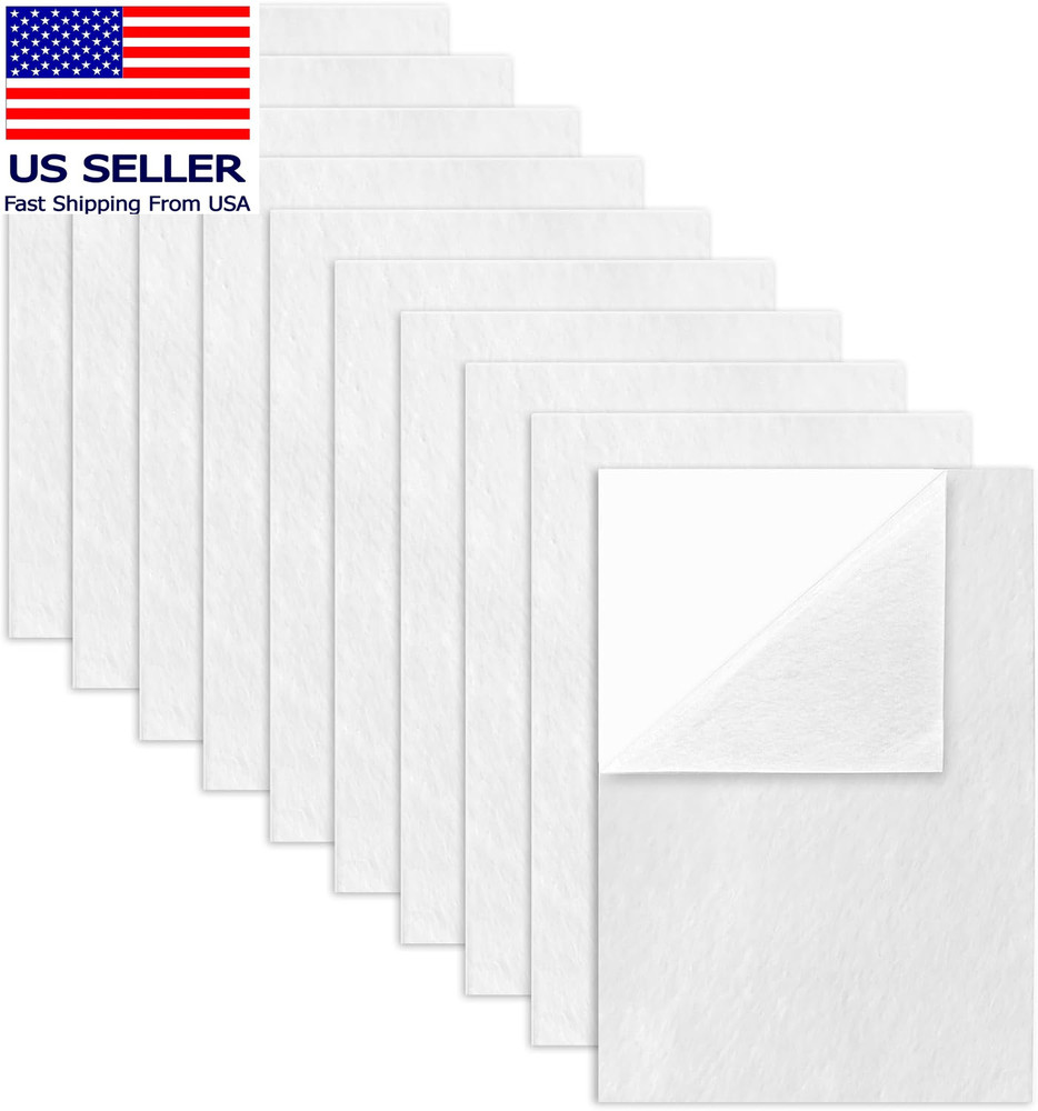 10 Pack Self Adhesive Felt Sheets – White Felt Fabric with Adhesive Backing – Pe