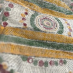 Vintage Cotton Blend Fabric Remnant Ethnic Tribal Peasant Geometric 34 W x 135 L