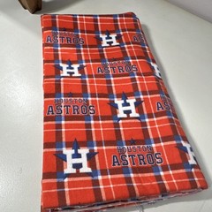 Houston Astros MLB Baseball Plaid Flannel Fabric Red Blue White Orange 2 yds