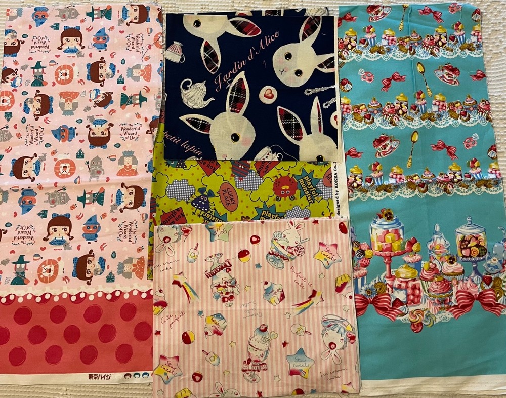 DESTASH! Japanese Kawaii Canvas: Kokka, Lecien, Kiyohara Novelty fabric prints