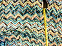 Chevron Print Blue,Beige Poly Knit Fabric Stretchy Yardage 62″ X 1 3/4 yds
