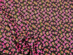 Bullet Printed Liverpool Textured Fabric Stretch Black Pink Red Green Floral V41